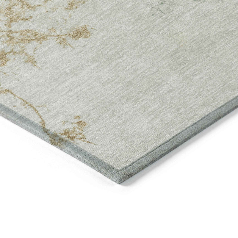 8' Emerald Ivory And Gold Round Floral Washable Indoor Outdoor Area Rug