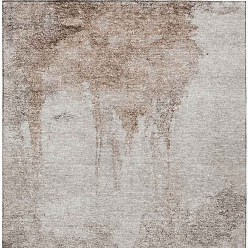 10' X 14' Taupe And Ivory Abstract Washable Indoor Outdoor Area Rug