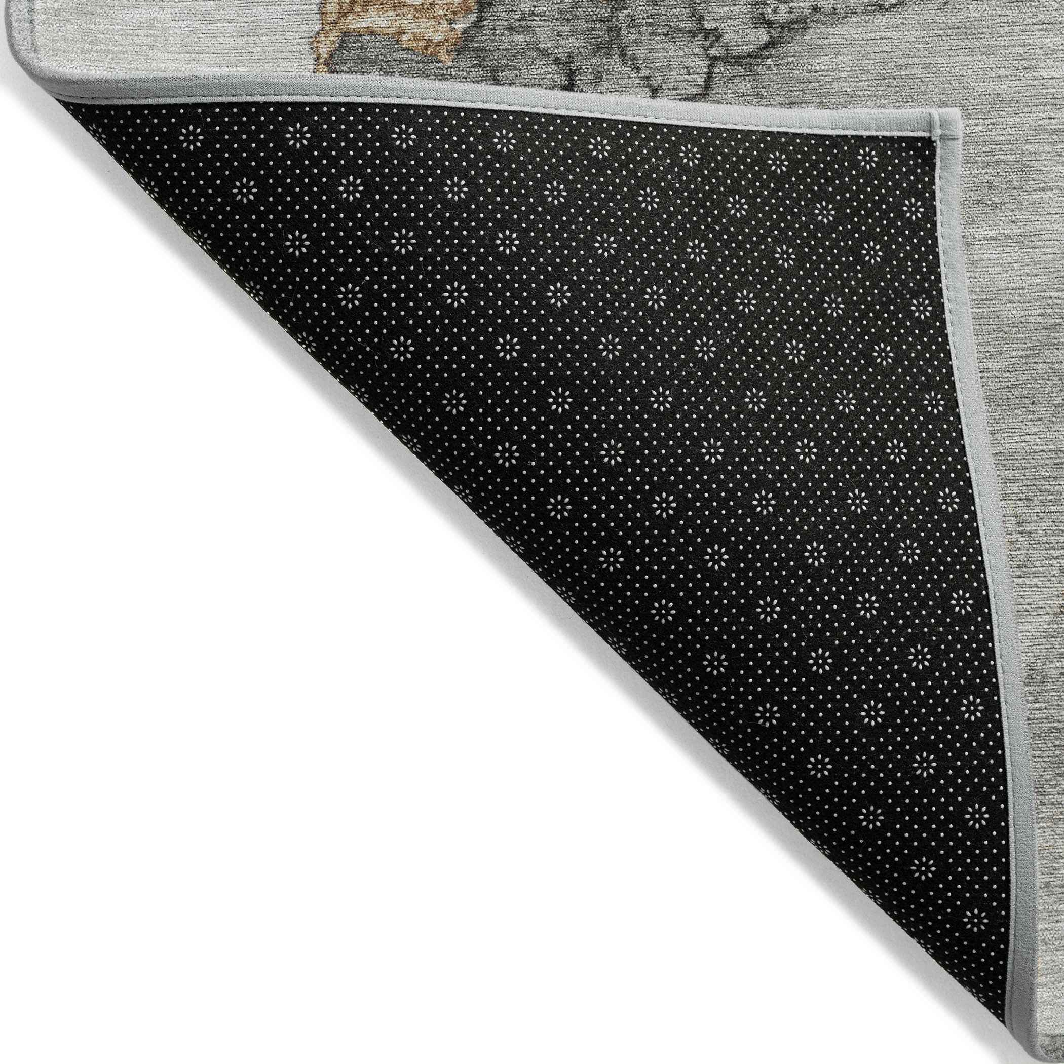 3' X 5' Gray And Gold Abstract Washable Indoor Outdoor Area Rug