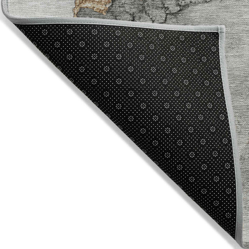 3' X 5' Gray And Gold Abstract Washable Indoor Outdoor Area Rug