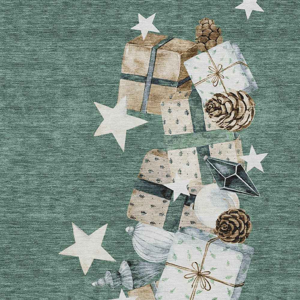 8' X 10' Pale Aqua Beige Ivory And Taupe Geometric Washable Indoor Outdoor Area Rug