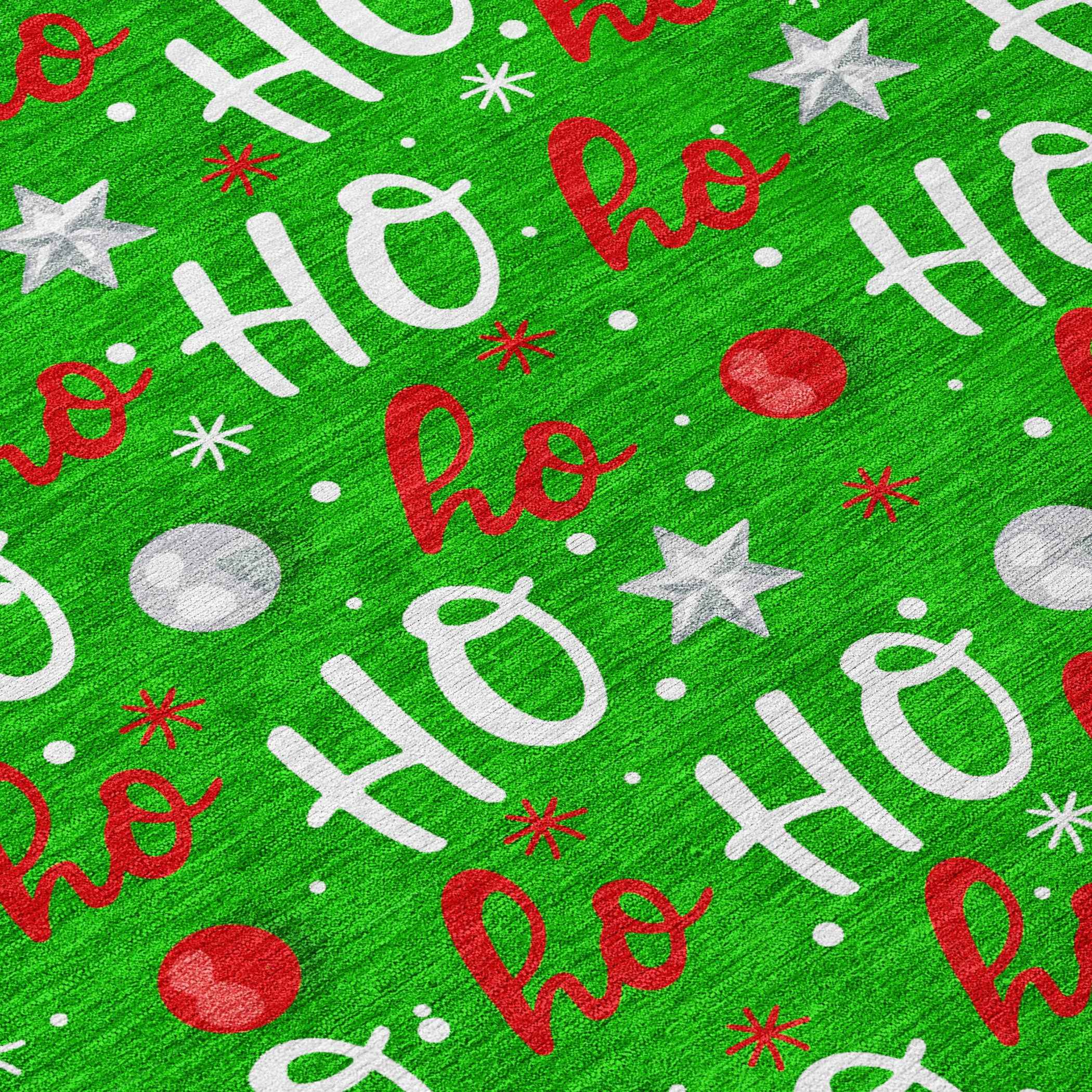 8' Green White And Red Round Polka Dot Washable Indoor Outdoor Area Rug