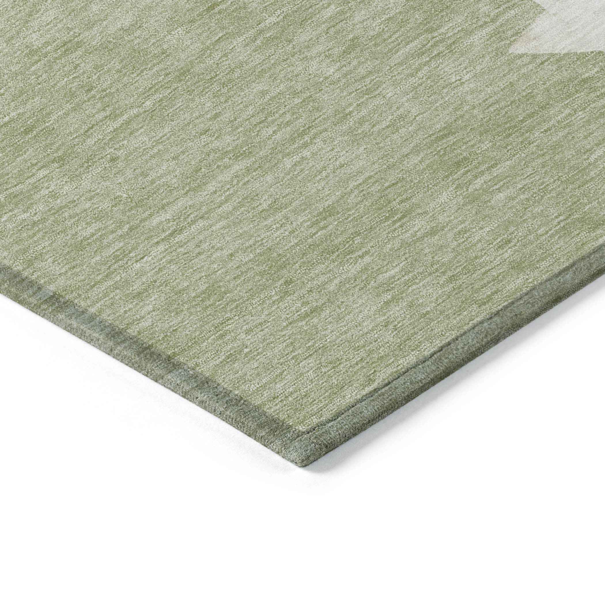 8' X 10' Artichoke Green Beige Ivory And Taupe Geometric Washable Indoor Outdoor Area Rug