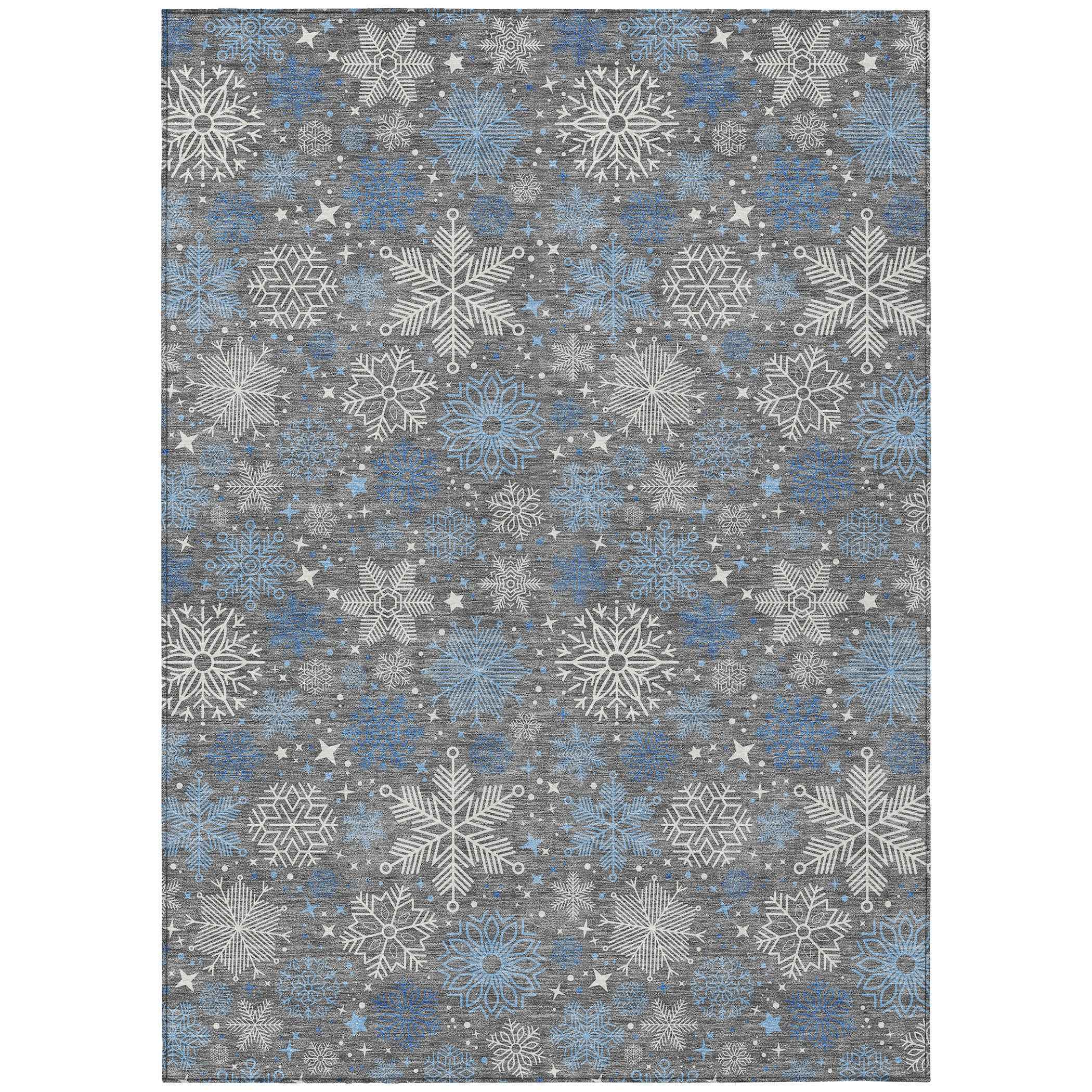 8' X 10' Gray Blue And Ivory Medallion Washable Indoor Outdoor Area Rug