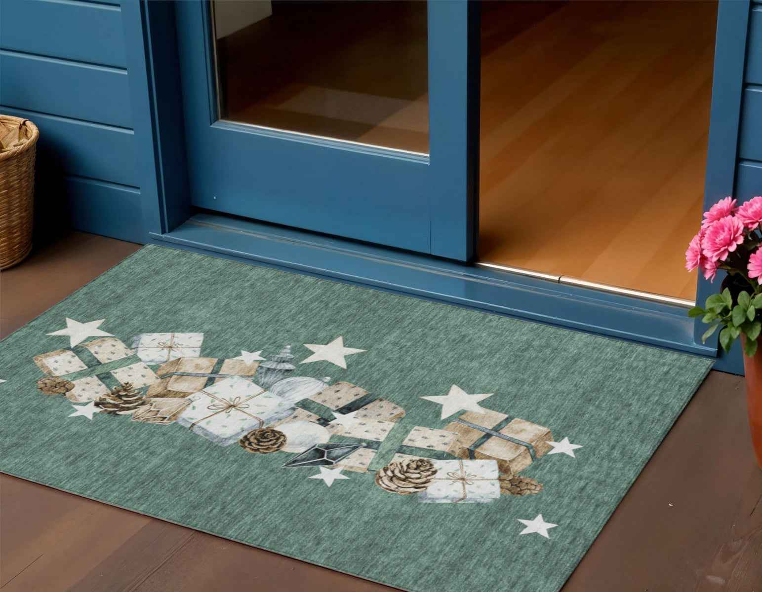 3' X 5' Pale Aqua Beige Ivory And Taupe Geometric Washable Indoor Outdoor Area Rug