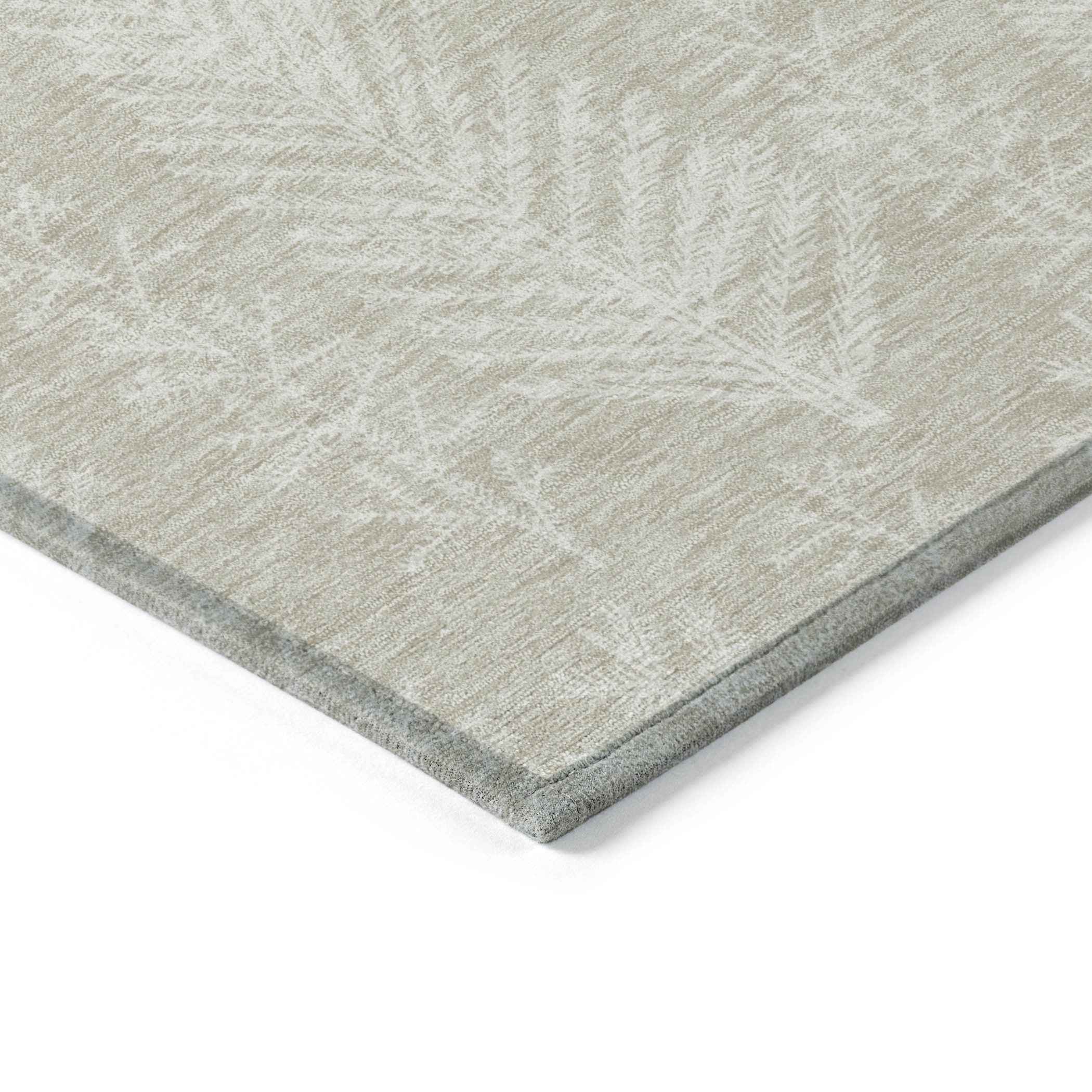 3' X 5' Beige And Ivory Botanical Leaves Washable Indoor Outdoor Area Rug