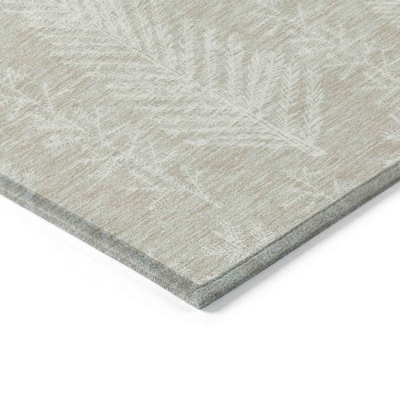 3' X 5' Beige And Ivory Botanical Leaves Washable Indoor Outdoor Area Rug