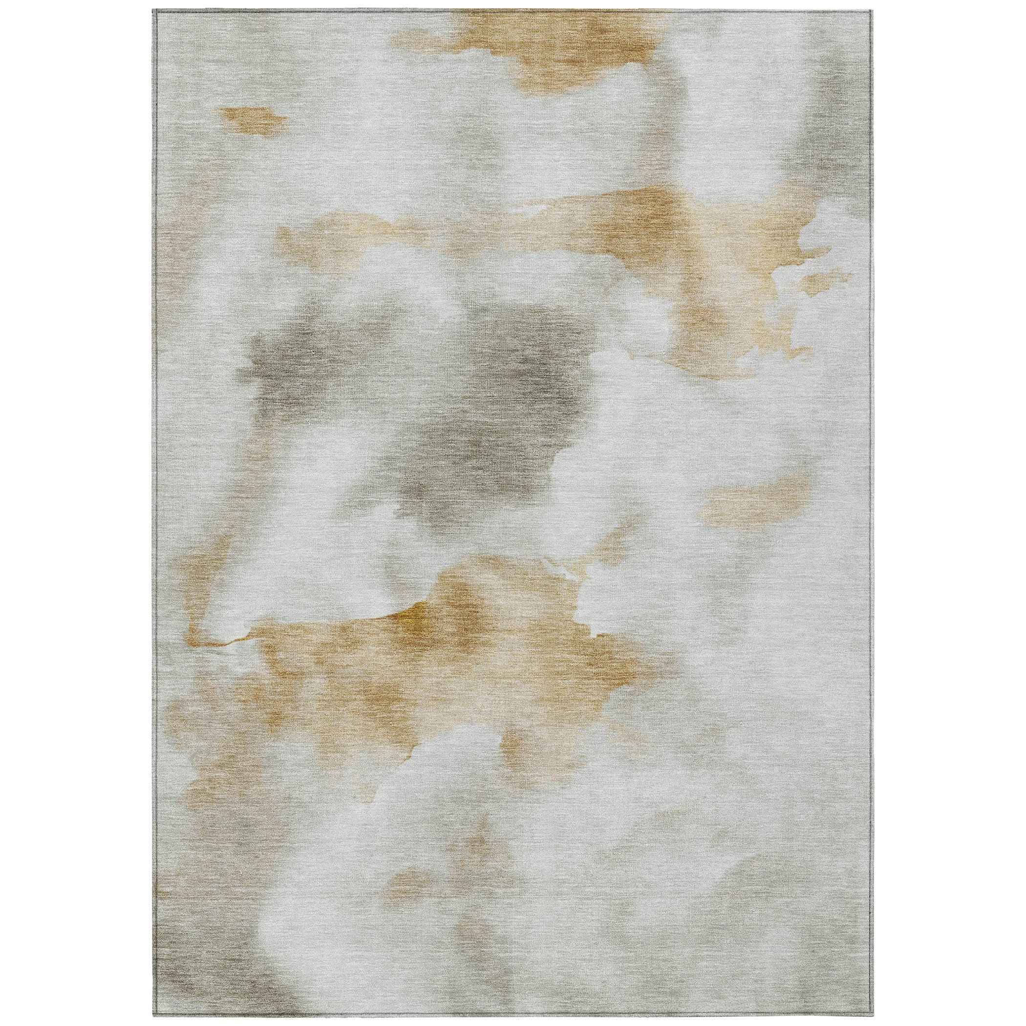9' X 12' Beige Copper And Gray Abstract Washable Indoor Outdoor Area Rug