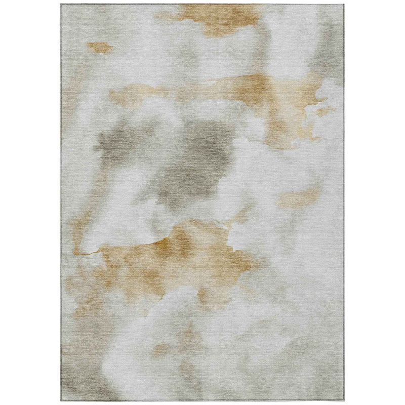 9' X 12' Beige Copper And Gray Abstract Washable Indoor Outdoor Area Rug