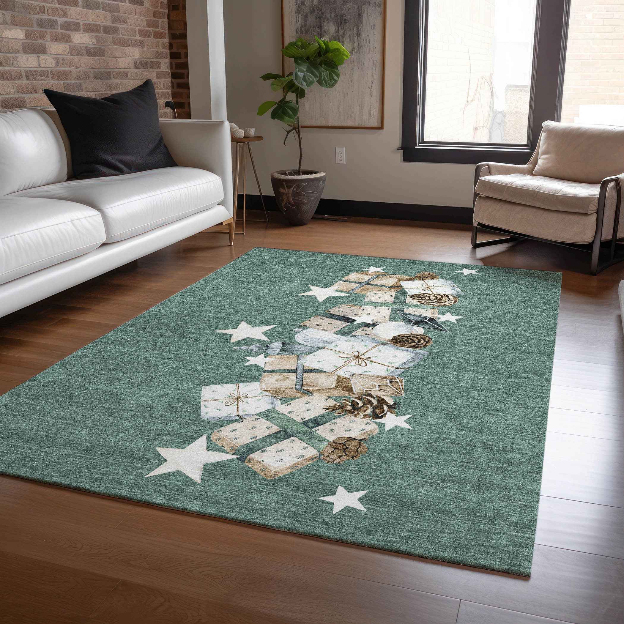 5' X 8' Pale Aqua Beige Ivory And Taupe Geometric Washable Indoor Outdoor Area Rug