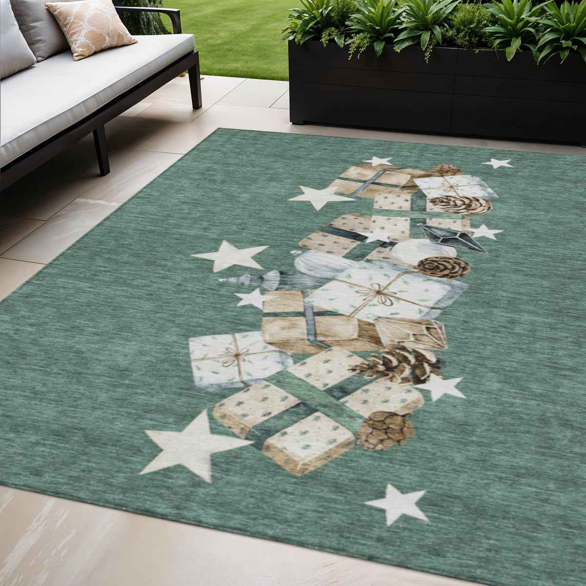 5' X 8' Pale Aqua Beige Ivory And Taupe Geometric Washable Indoor Outdoor Area Rug