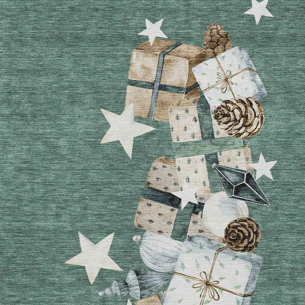 5' X 8' Pale Aqua Beige Ivory And Taupe Geometric Washable Indoor Outdoor Area Rug