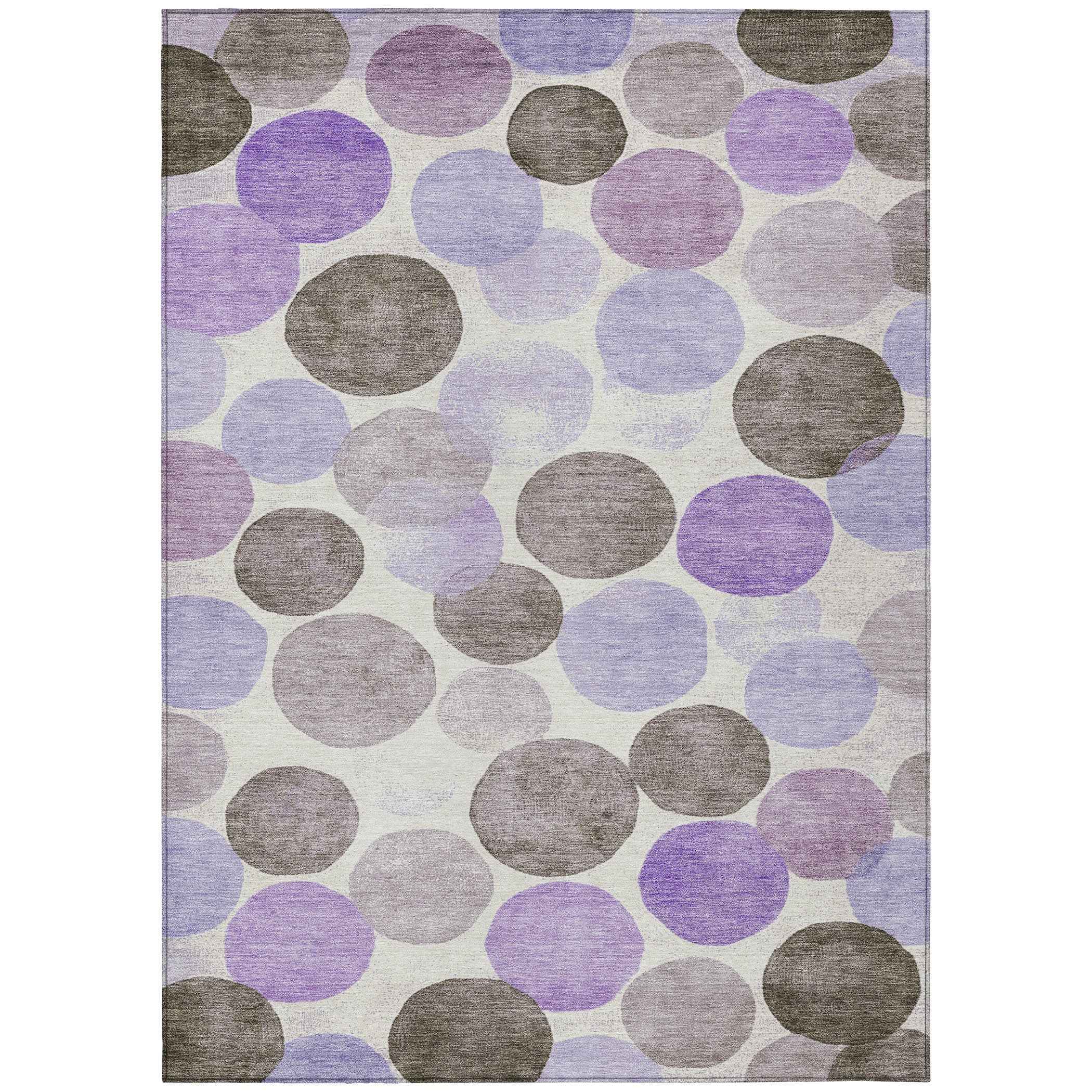 8' X 10' Purple Brown And Ivory Geometric Washable Indoor Outdoor Area Rug