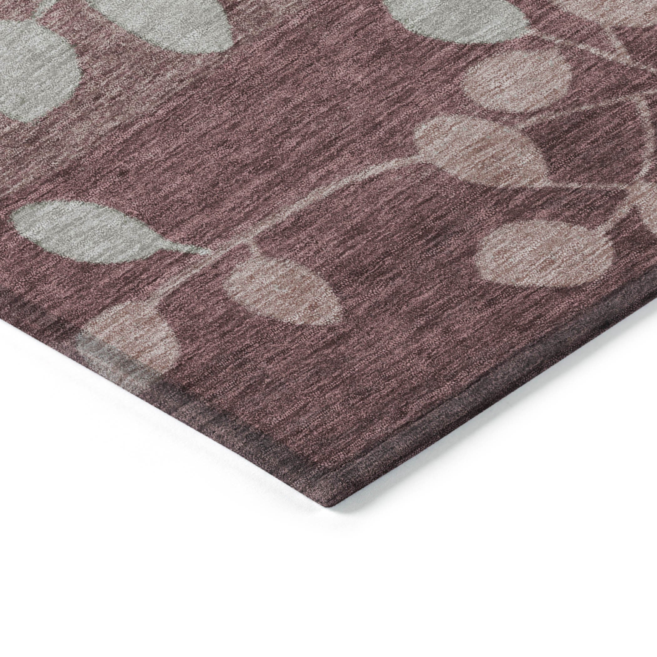 8' Blush And Emerald Round Floral Washable Indoor Outdoor Area Rug