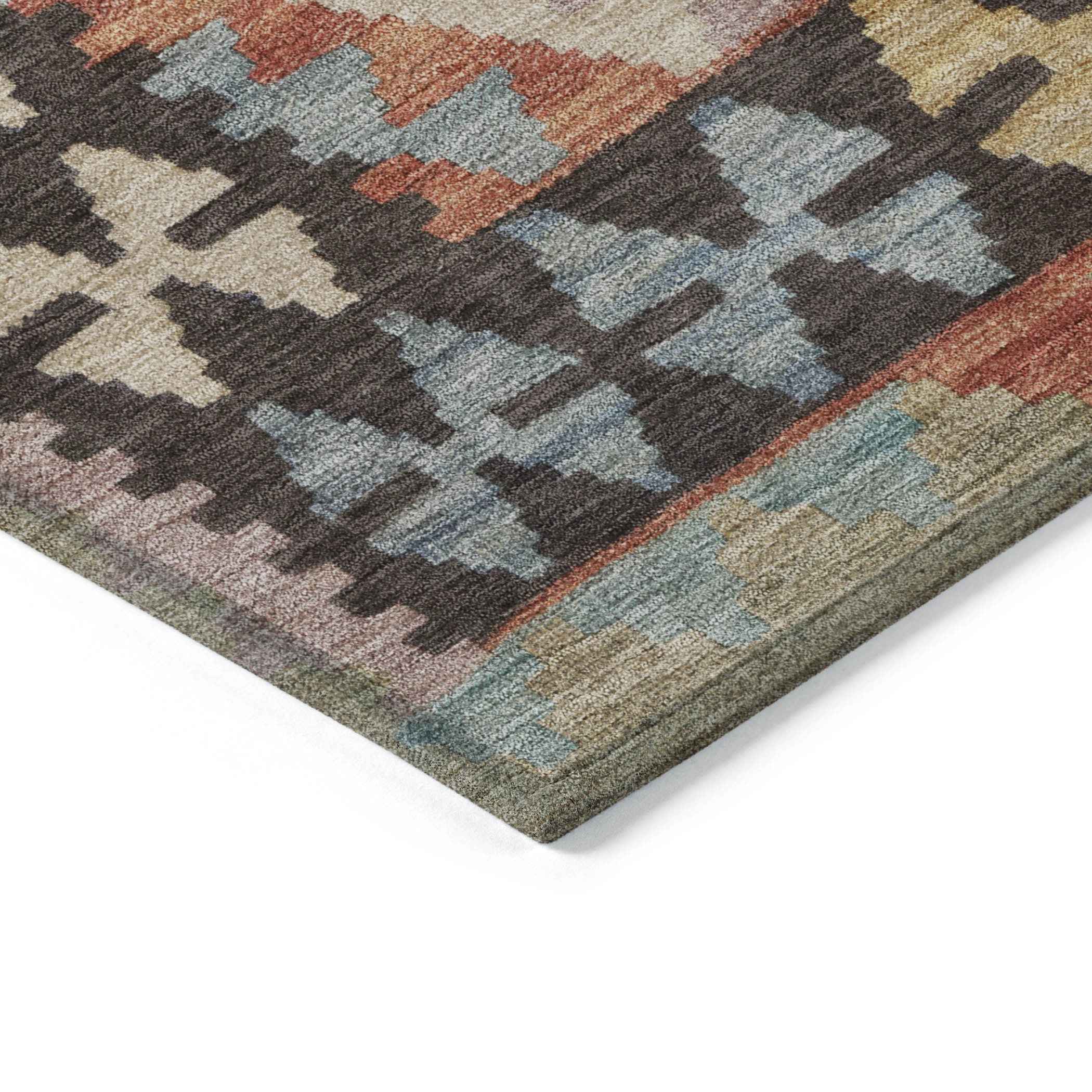 8' Rust Gold And Orange Round Tribal Washable Indoor Outdoor Area Rug