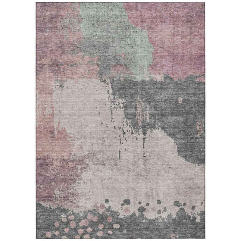 3' X 5' Blush Sage And Charcoal Abstract Washable Indoor Outdoor Area Rug