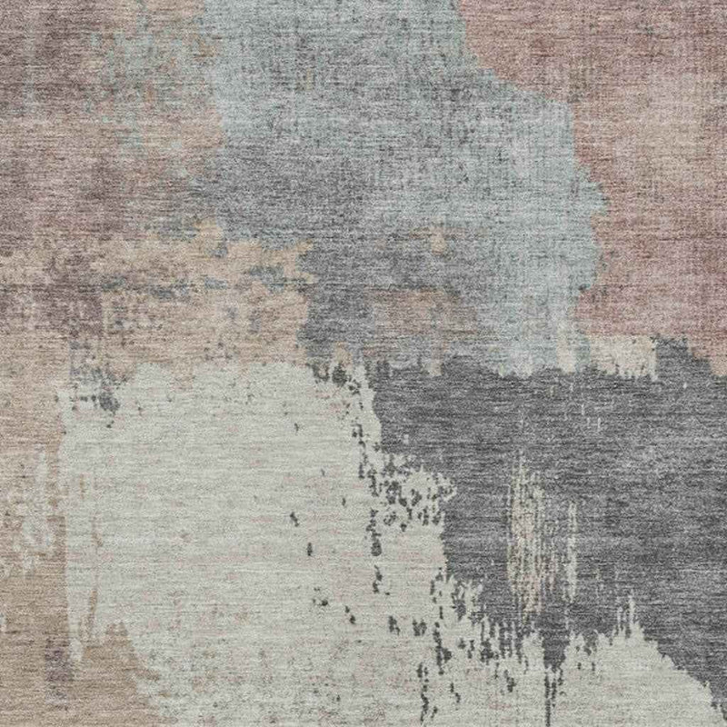 8' X 10' Khaki Charcoal And Ivory Abstract Washable Indoor Outdoor Area Rug