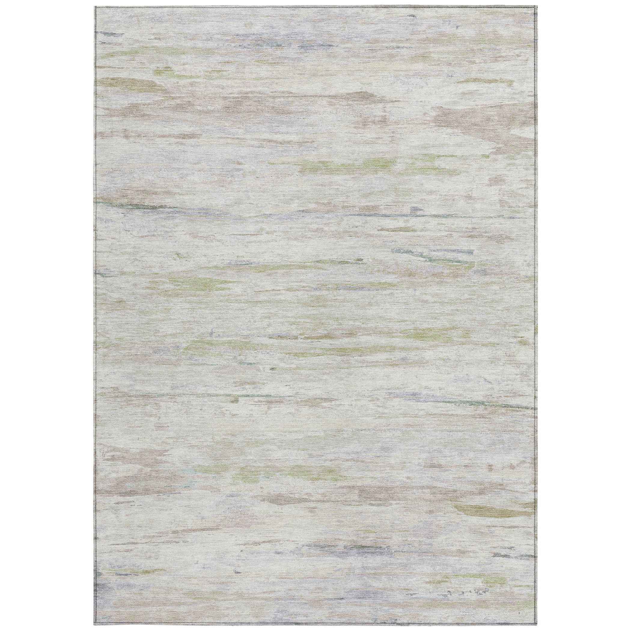 9' X 12' Ivory And Beige Abstract Washable Indoor Outdoor Area Rug