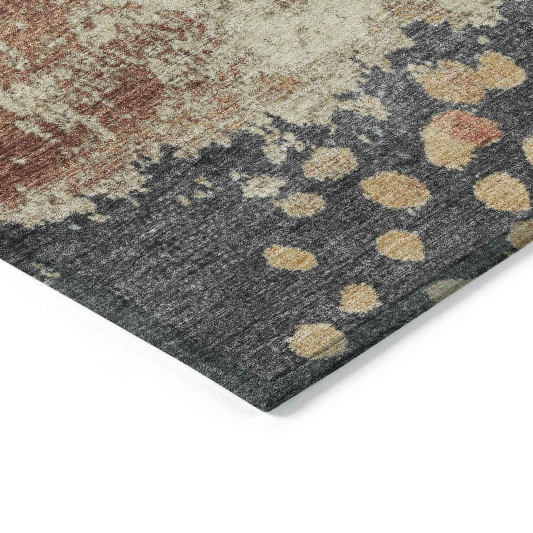 8' X 10' Rust Beige And Charcoal Abstract Washable Indoor Outdoor Area Rug