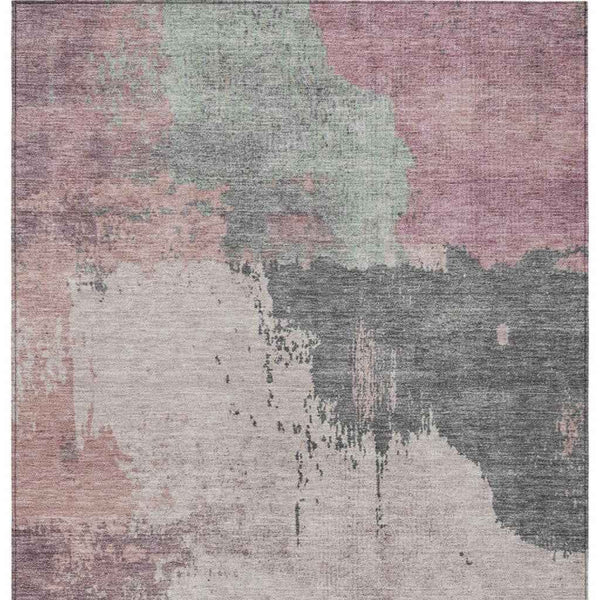 8' X 10' Blush Sage And Charcoal Abstract Washable Indoor Outdoor Area Rug