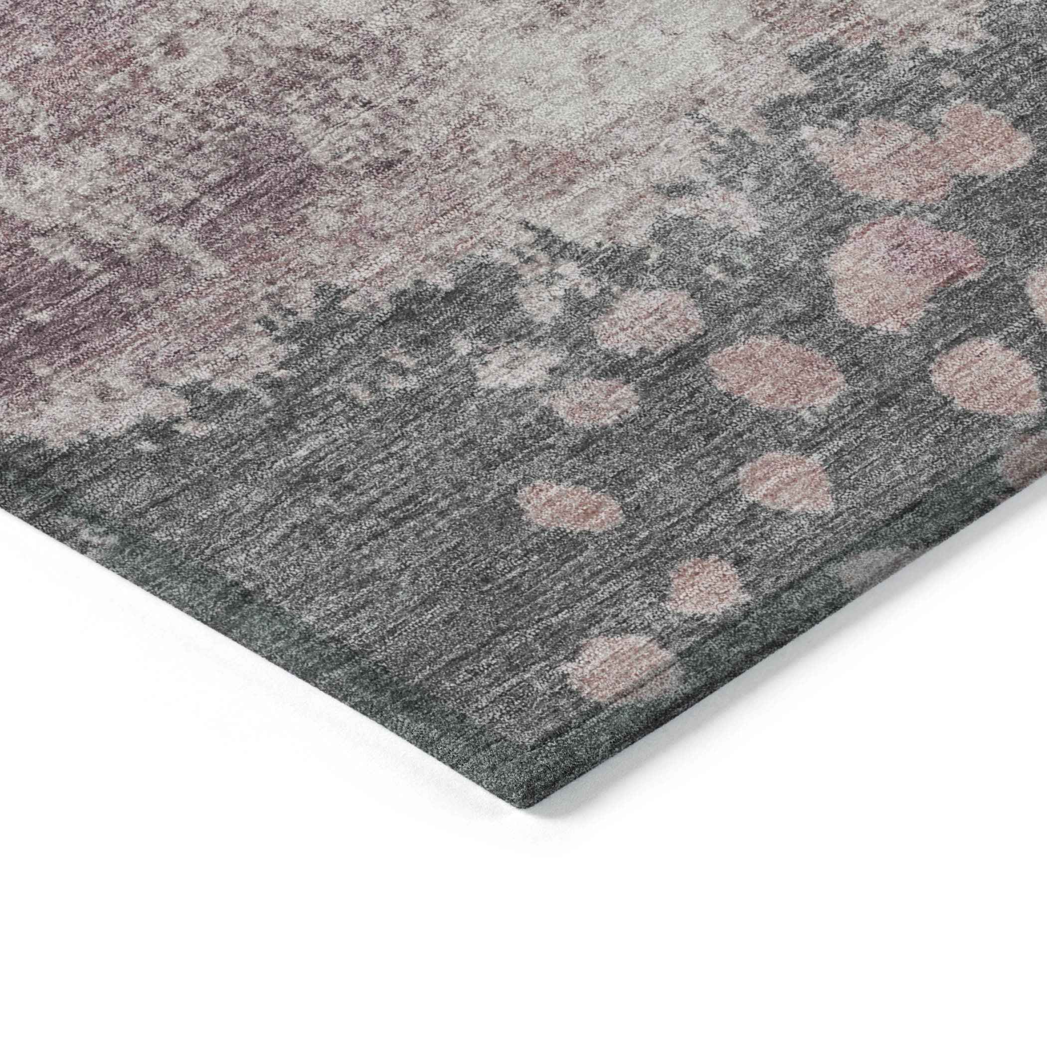 8' X 10' Blush Sage And Charcoal Abstract Washable Indoor Outdoor Area Rug