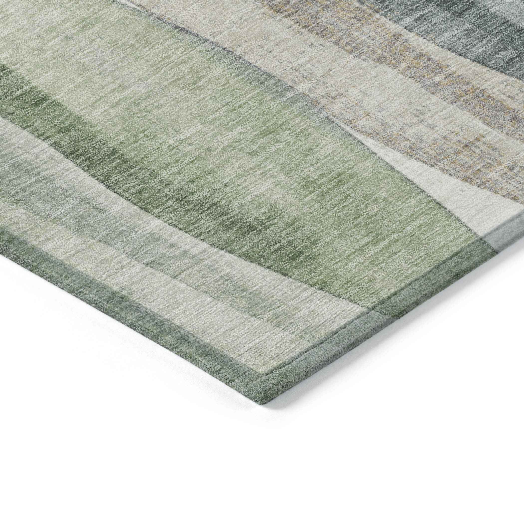 8' X 10' Fern Green And Gray Abstract Washable Indoor Outdoor Area Rug
