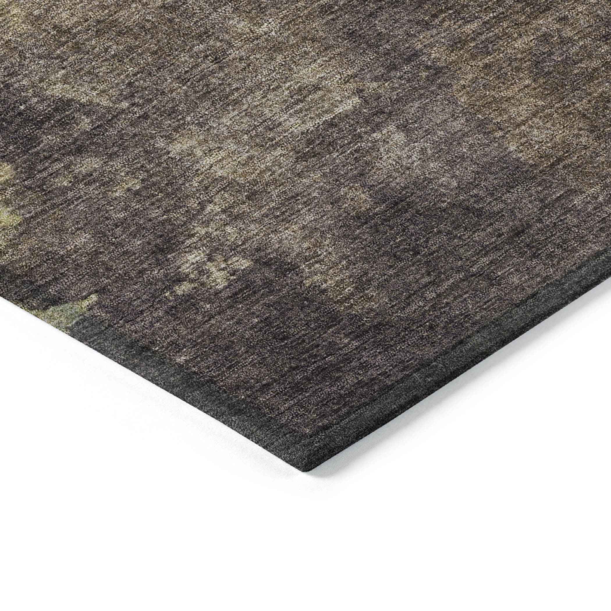 8' X 10' Brown And Fern Green Abstract Washable Indoor Outdoor Area Rug