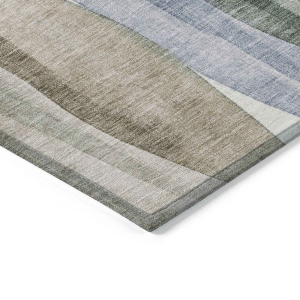 3' X 5' Beige And Denim Blue Abstract Washable Indoor Outdoor Area Rug