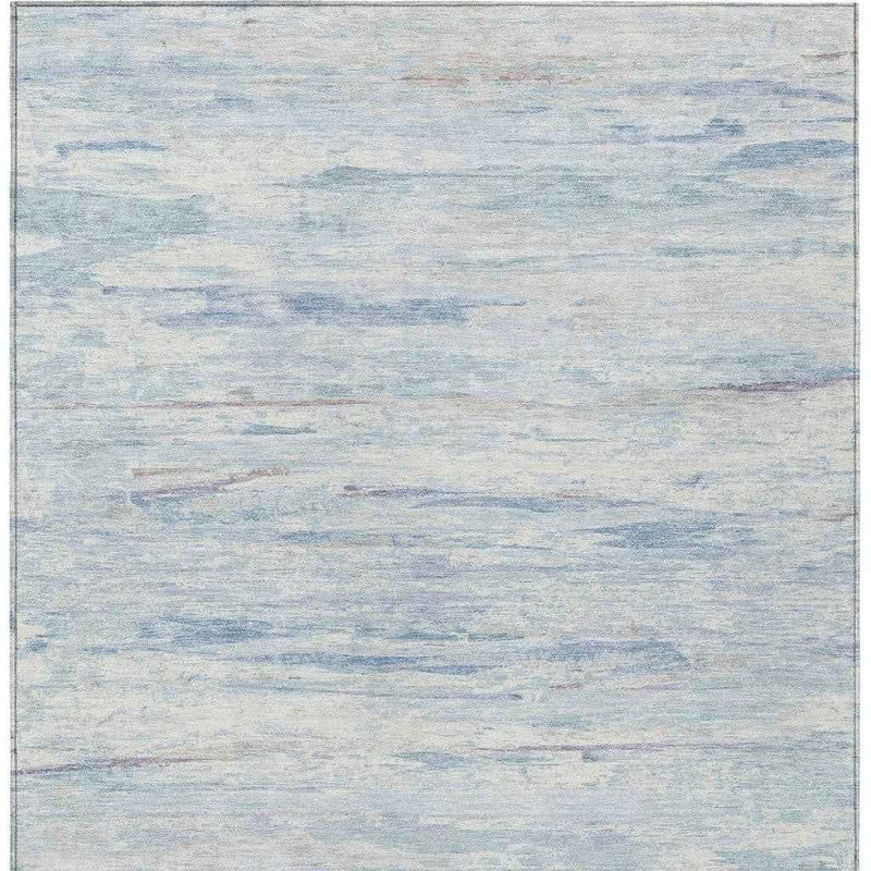 5' X 8' Sky Blue And Ivory Abstract Washable Indoor Outdoor Area Rug