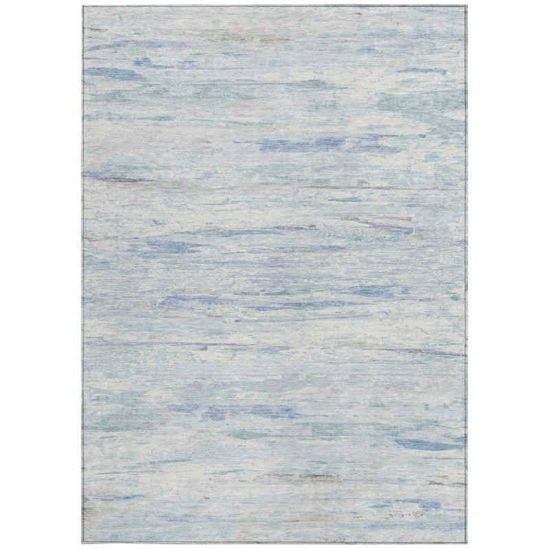 8' X 10' Sky Blue And Ivory Abstract Washable Indoor Outdoor Area Rug