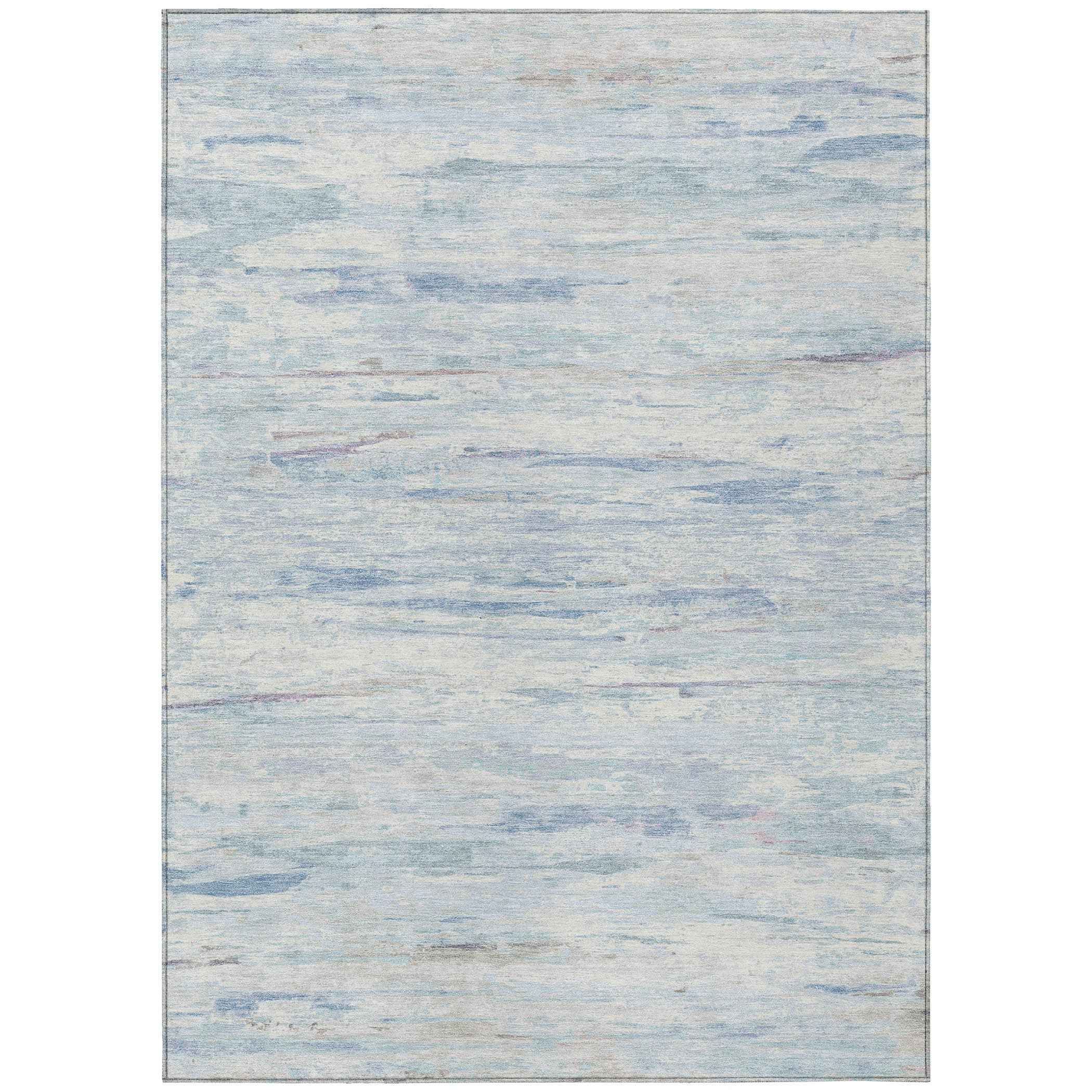 8' X 10' Sky Blue And Ivory Abstract Washable Indoor Outdoor Area Rug