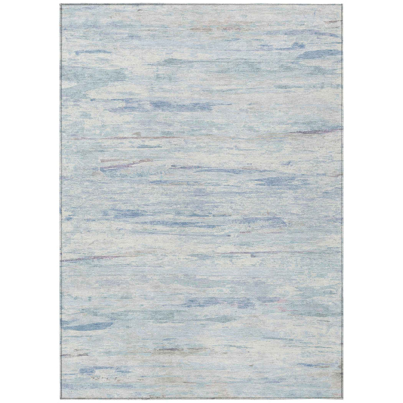 8' X 10' Sky Blue And Ivory Abstract Washable Indoor Outdoor Area Rug