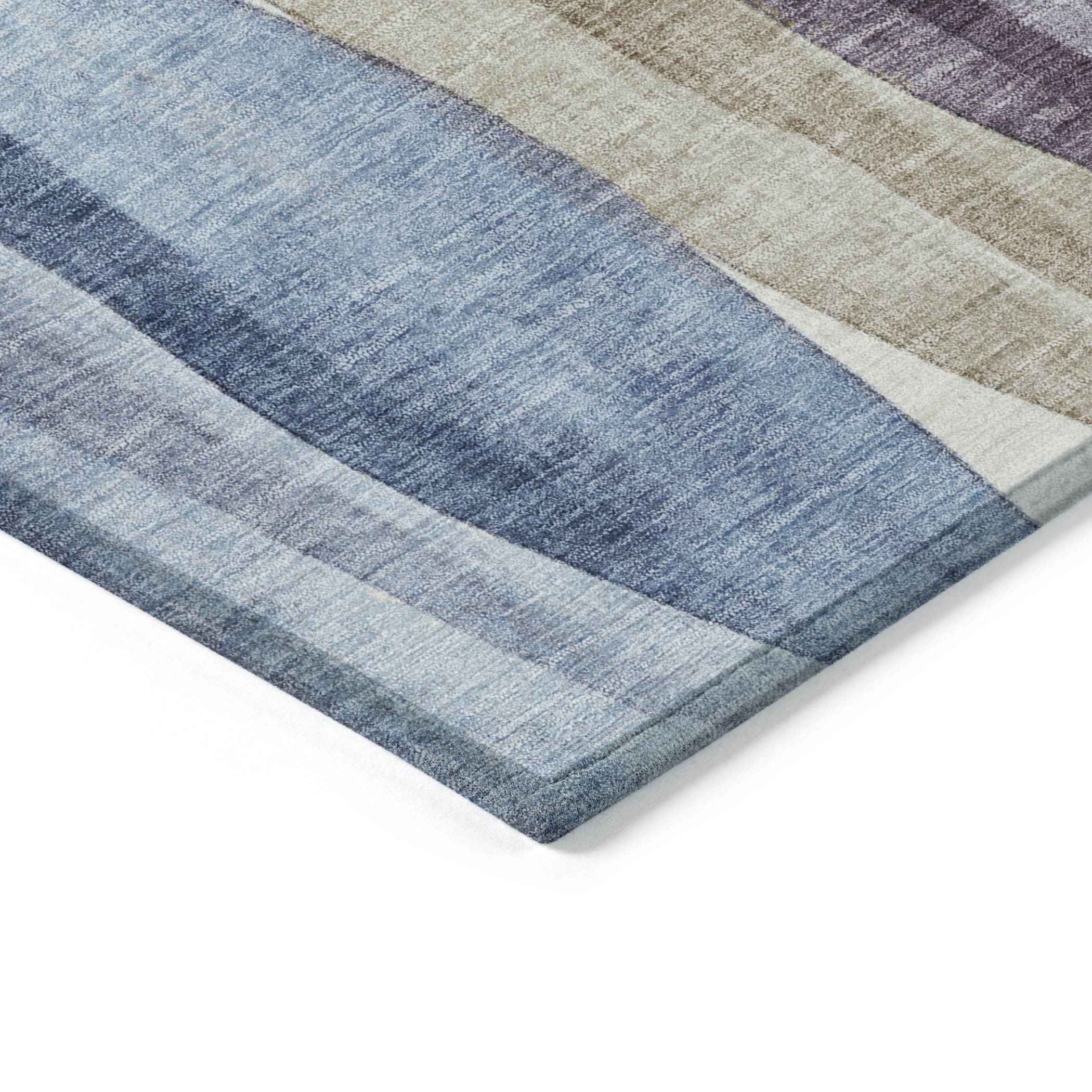 8' X 10' Denim Blue And Purple Abstract Washable Indoor Outdoor Area Rug