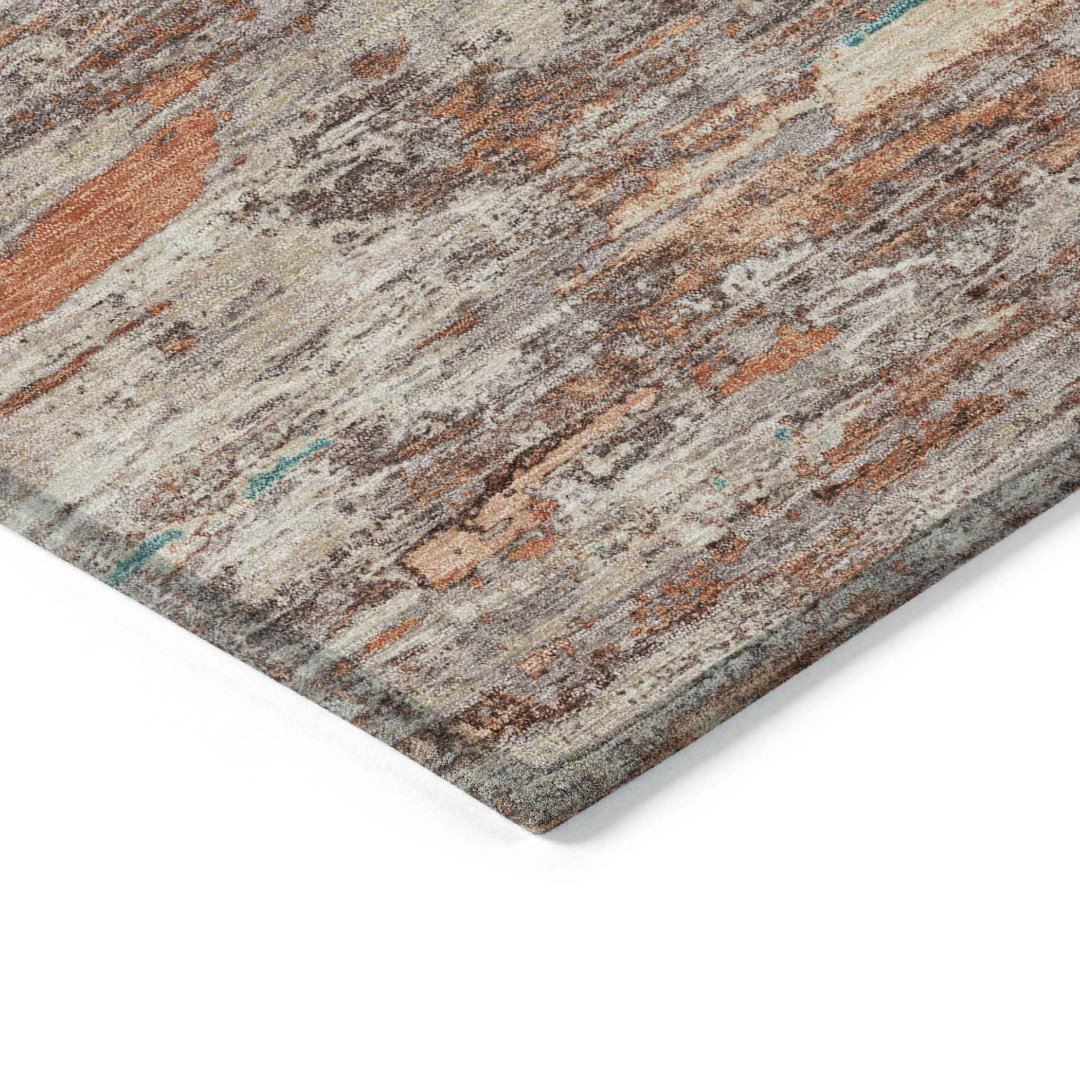 5' X 8' Terra Cotta And Beige Abstract Washable Indoor Outdoor Area Rug