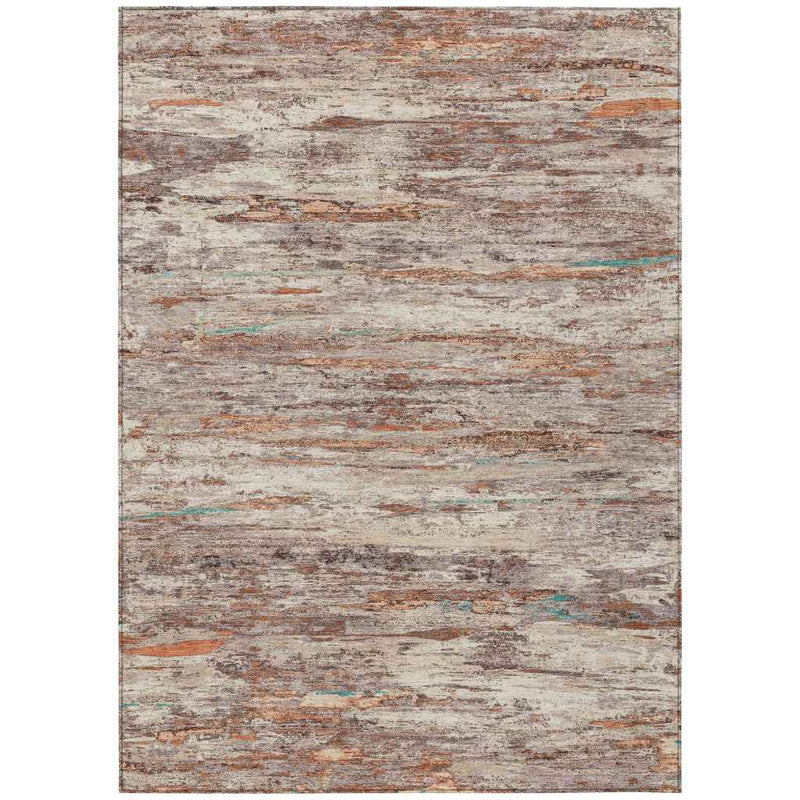 5' X 8' Terra Cotta And Beige Abstract Washable Indoor Outdoor Area Rug