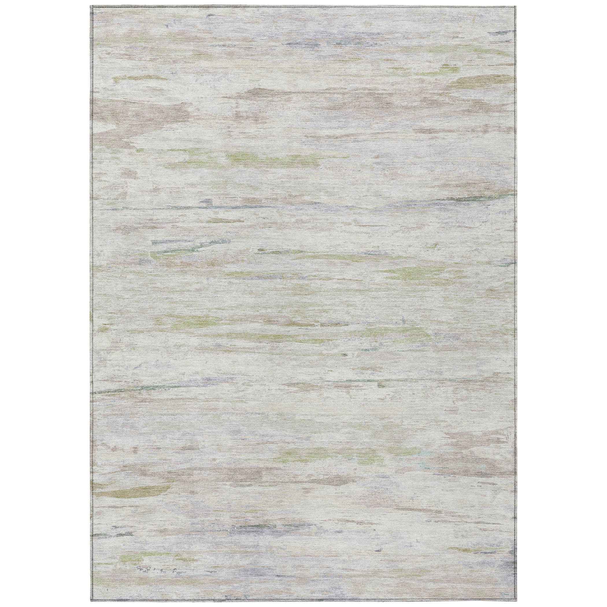 5' X 8' Ivory And Beige Abstract Washable Indoor Outdoor Area Rug