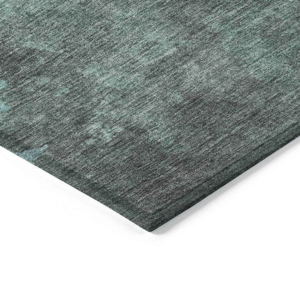 8' X 10' Teal Blue And Pale Aqua Abstract Washable Indoor Outdoor Area Rug