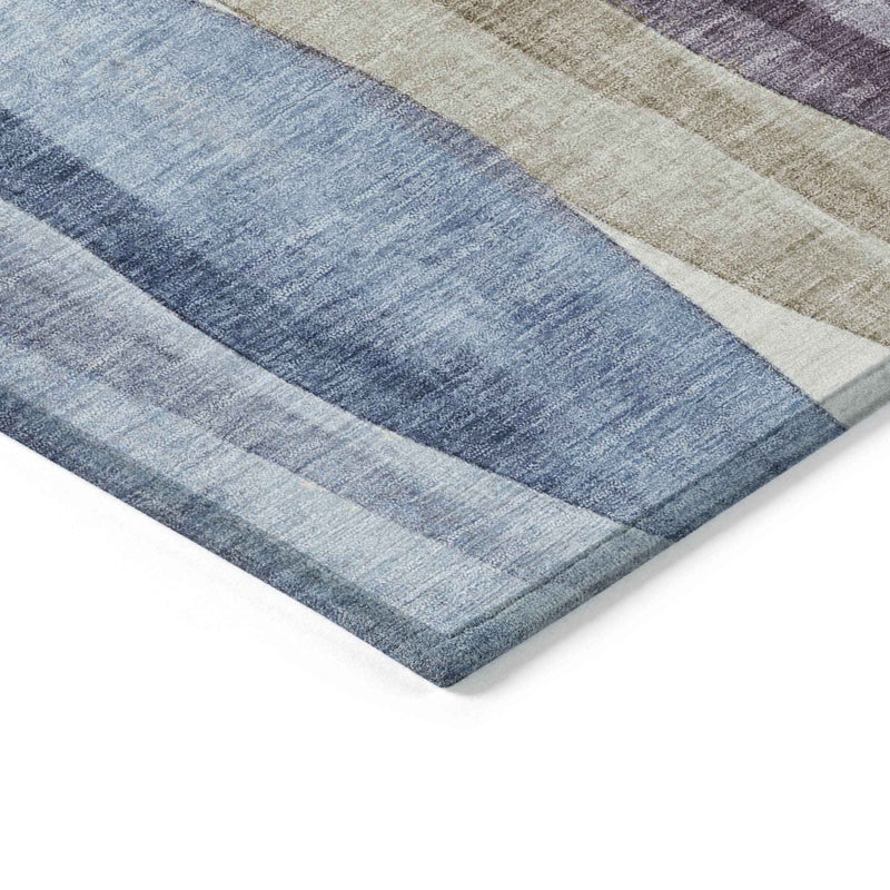 3' X 5' Denim Blue And Purple Abstract Washable Indoor Outdoor Area Rug