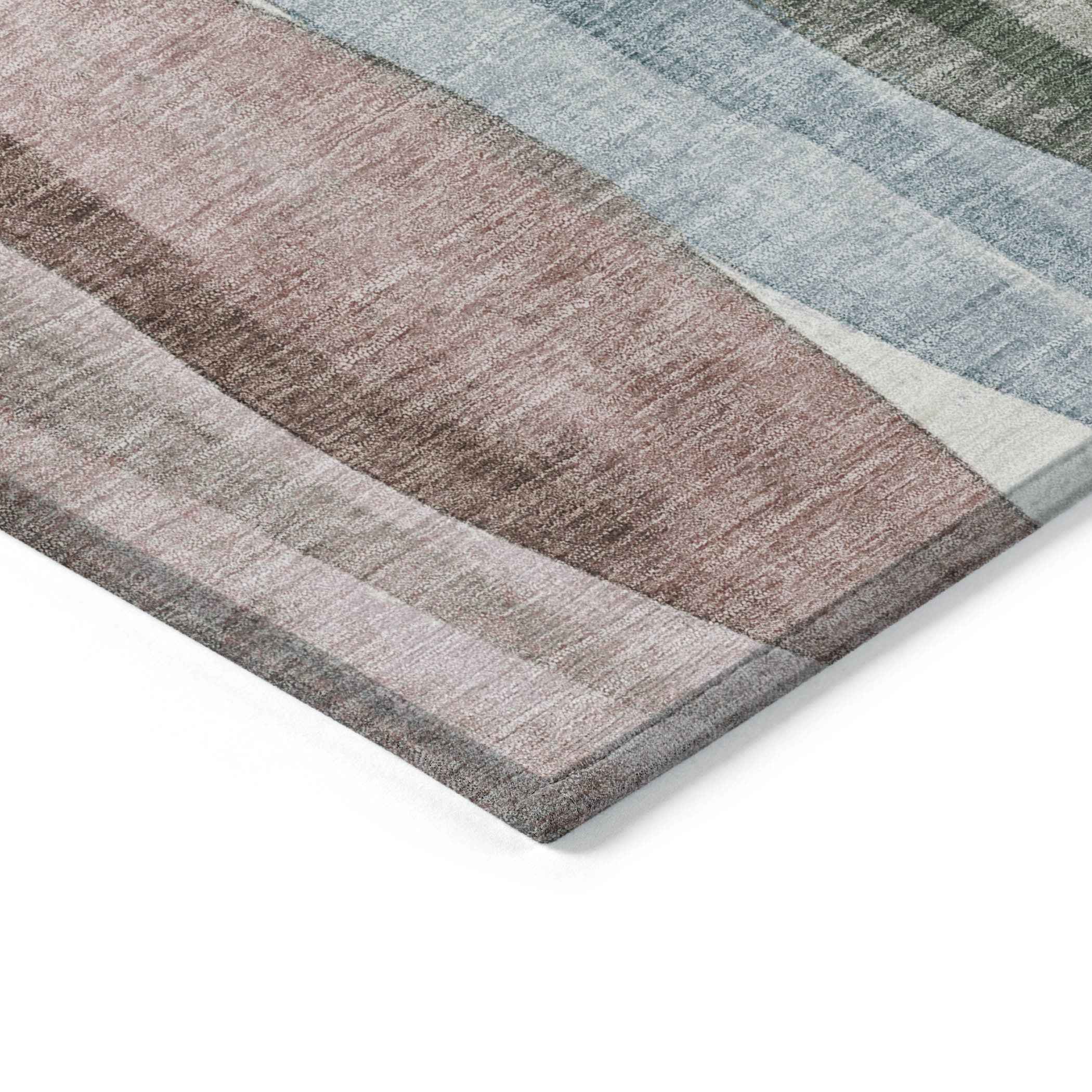3' X 5' Salmon And Denim Blue Abstract Washable Indoor Outdoor Area Rug