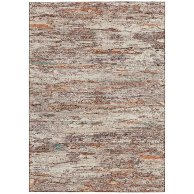 10' X 14' Terra Cotta And Beige Abstract Washable Indoor Outdoor Area Rug