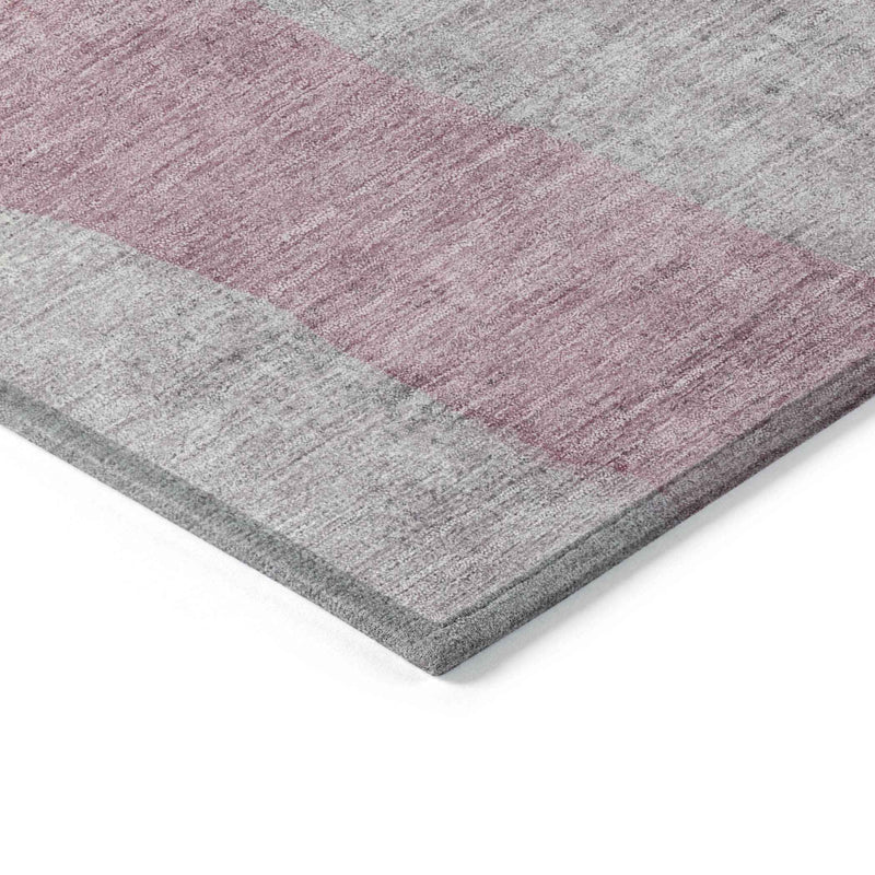 8' Blush And Gray Round Abstract Washable Indoor Outdoor Area Rug