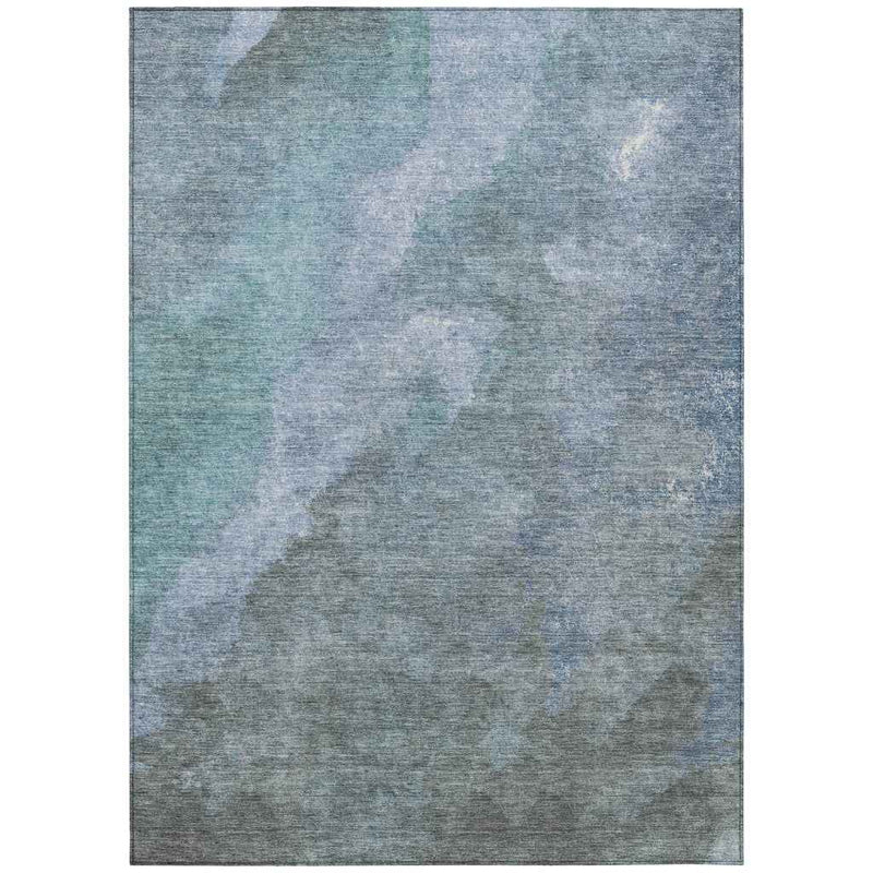 10' X 14' Blue And Gray Abstract Washable Indoor Outdoor Area Rug