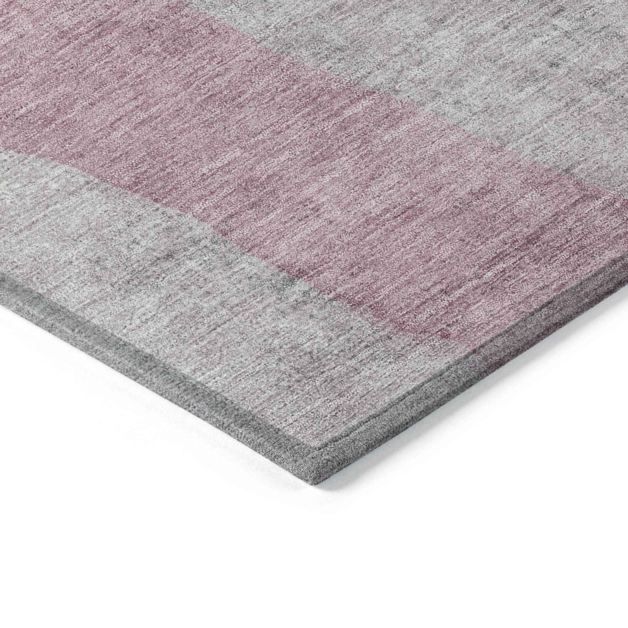 3' X 5' Blush And Gray Abstract Washable Indoor Outdoor Area Rug