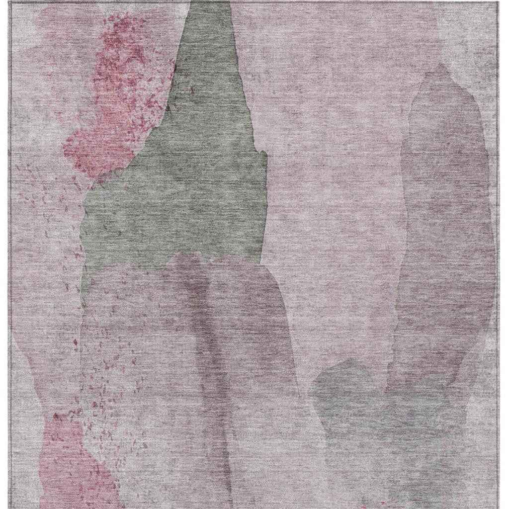 3' X 5' Blush And Gray Abstract Washable Indoor Outdoor Area Rug