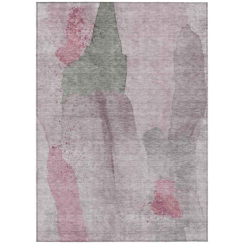 3' X 5' Blush And Gray Abstract Washable Indoor Outdoor Area Rug