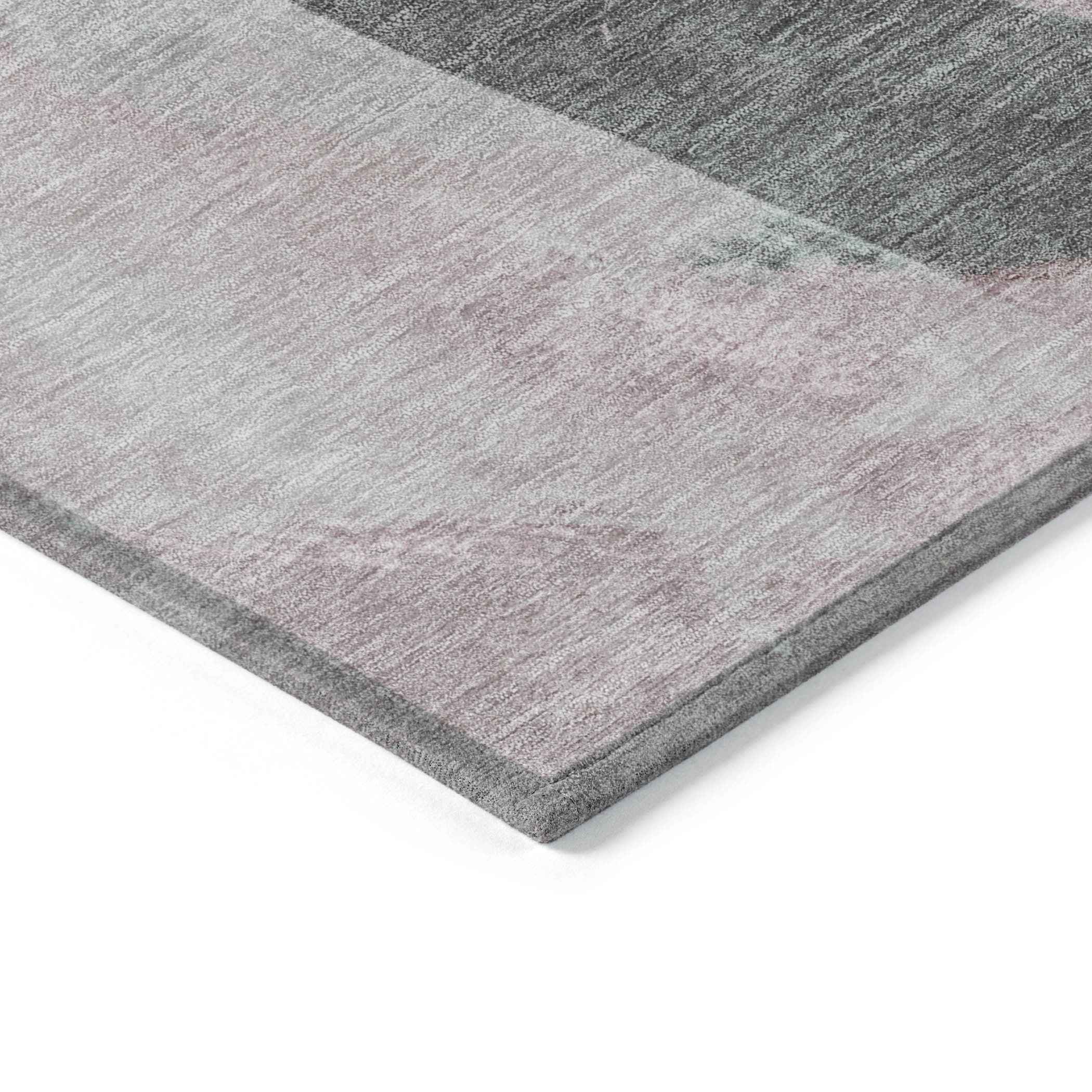 8' Blush And Gray Round Abstract Washable Indoor Outdoor Area Rug