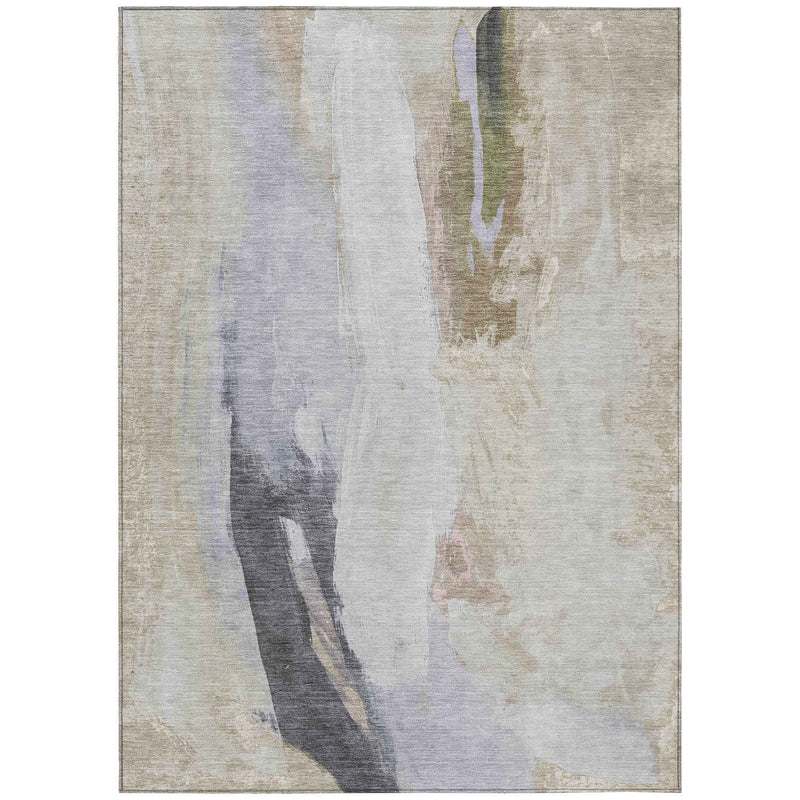 8' X 10' Ivory And Charcoal Abstract Washable Indoor Outdoor Area Rug