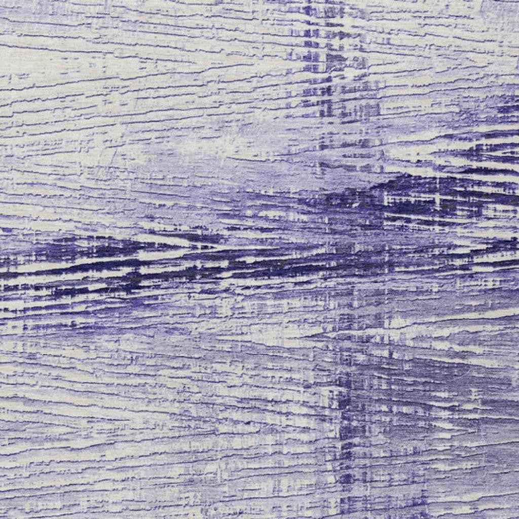 9' X 12' Lavender And Ivory Striped Washable Indoor Outdoor Area Rug