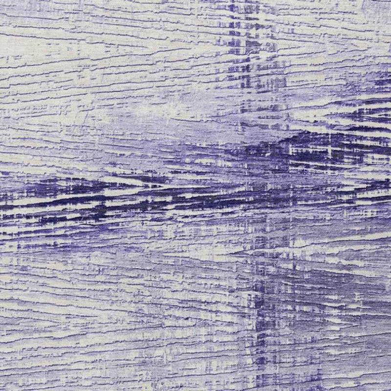 9' X 12' Lavender And Ivory Striped Washable Indoor Outdoor Area Rug