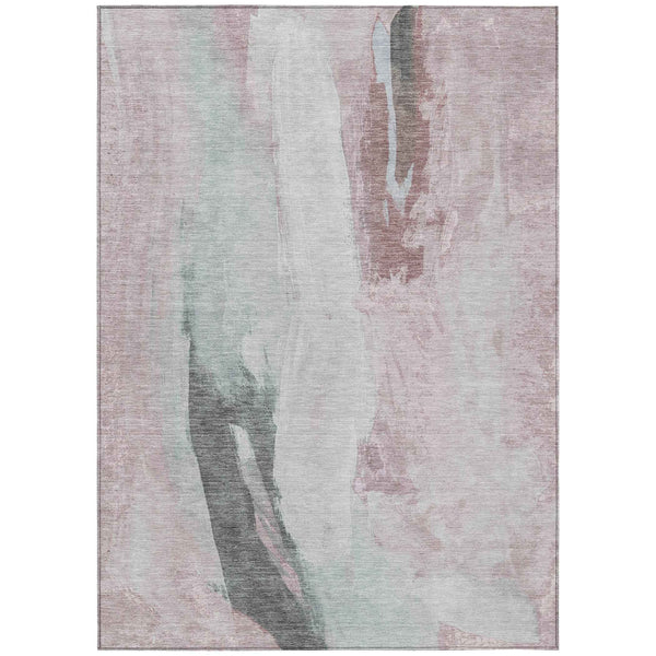 8' X 10' Blush And Gray Abstract Washable Indoor Outdoor Area Rug